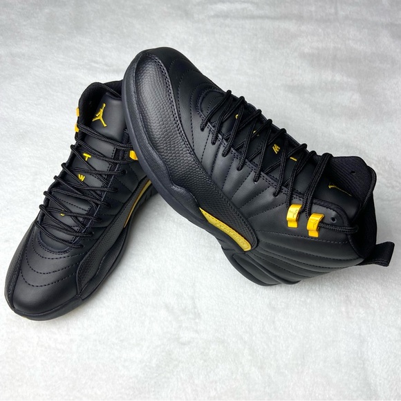 mens jordan 12 black and yellow